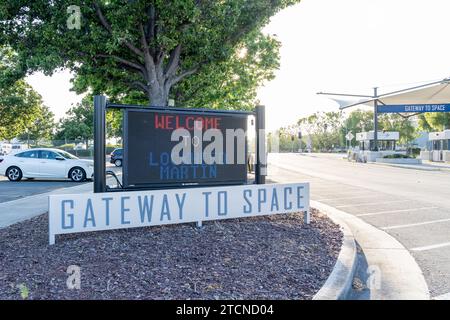 Der Eingang zum Lockheed Martin Werk in Sunnyvale, Kalifornien, USA Stockfoto