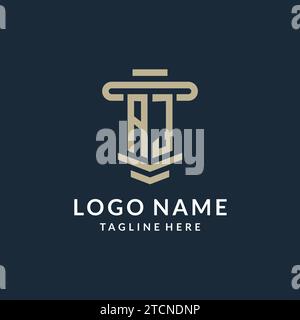 AJ Initial-Logo-Monogramm mit einfachen luxuriösen Säulen-Linien-Vektor-Design-Ideen Stock Vektor
