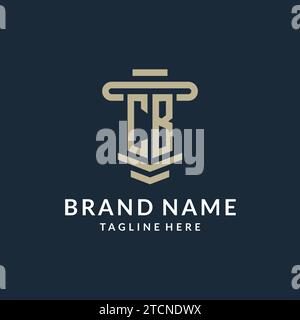 CB Initial-Logo-Monogramm mit einfachen luxuriösen Säulen-Linien-Vektor-Design-Ideen Stock Vektor