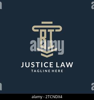 BI Initial-Logo-Monogramm mit einfachen luxuriösen Säulen-Linien-Vektor-Design-Ideen Stock Vektor