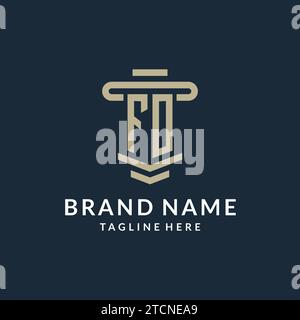 FO Initial-Logo-Monogramm mit einfachen luxuriösen Säulen-Linien-Vektor-Design-Ideen Stock Vektor