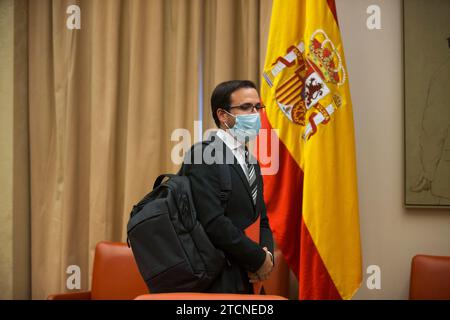 Madrid, 29.09.2021. Der Minister für Verbraucherangelegenheiten Alberto Garzón nimmt an der Gesundheits- und Verbraucherschutzkommission des Kongresses Teil. Foto: Ángel de Antonio. ARCHDC. Quelle: Album / Archivo ABC / Ángel de Antonio Stockfoto