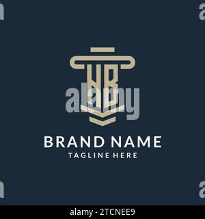 HB Initial Logo Monogramm mit einfachen Luxus Säule Linie Vektor Design Ideen Stock Vektor