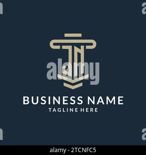 JN Initial-Logo-Monogramm mit einfachen luxuriösen Säulen-Linie Vektor-Design-Ideen Stock Vektor