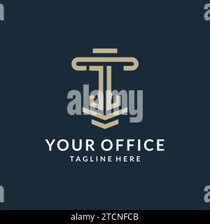 JL Initial-Logo-Monogramm mit einfachen luxuriösen Säulen-Linien-Vektor-Design-Ideen Stock Vektor