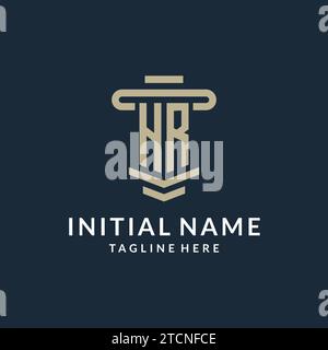 HR Initial-Logo-Monogramm mit einfachen luxuriösen Säulen-Linien-Vektor-Design-Ideen Stock Vektor