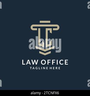 LC-Initial-Logo-Monogramm mit einfachen luxuriösen Säulen-Linien-Vektor-Design-Ideen Stock Vektor