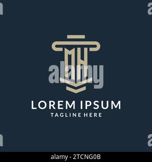 MH Initial-Logo-Monogramm mit einfachen luxuriösen Säulen-Linien-Vektor-Design-Ideen Stock Vektor