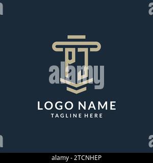 PJ Initial-Logo-Monogramm mit einfachen luxuriösen Säulen-Linien-Vektor-Design-Ideen Stock Vektor