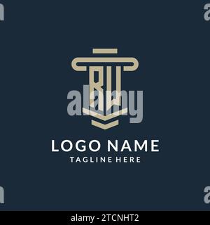 RW Initial-Logo-Monogramm mit einfachen luxuriösen Säulen-Linien-Vektor-Design-Ideen Stock Vektor