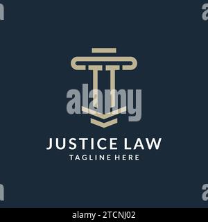 TT Initial-Logo-Monogramm mit einfachen luxuriösen Säulen-Linien-Vektor-Design-Ideen Stock Vektor