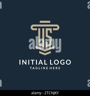 US-Initial-Logo-Monogramm mit einfachen luxuriösen Säulen-Linien-Vektor-Design-Ideen Stock Vektor