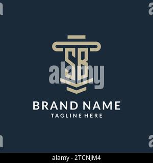SB Initial-Logo-Monogramm mit einfachen luxuriösen Säulen-Linien-Vektor-Design-Ideen Stock Vektor