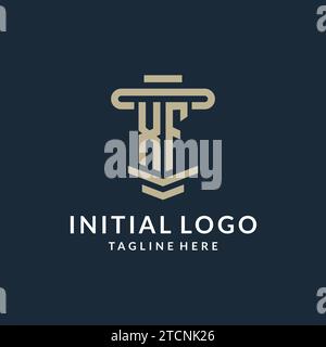 Das ursprüngliche Monogramm des XF-Logos mit einfachen Design-Ideen für Vektorlinien der Luxussäule Stock Vektor