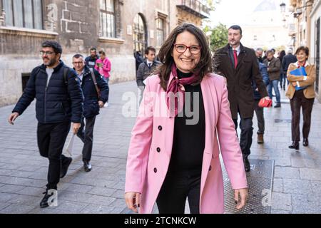 Valencia, 17.01.2020. Mónica Oltra auf der Consell-Pressekonferenz. Foto: Mikel Ponce. ARCHDC. Quelle: Album / Archivo ABC / Mikel Ponce Stockfoto