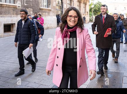 Valencia, 17.01.2020. Mónica Oltra auf der Consell-Pressekonferenz. Foto: Mikel Ponce. ARCHDC. Quelle: Album / Archivo ABC / Mikel Ponce Stockfoto