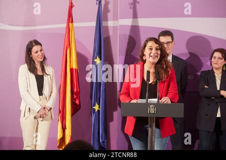 Madrid, 01/31/2020. Zeremonie zur Einweihung der Positionen des Ministeriums für Gleichstellung unter dem Vorsitz von Ministerin Irene Montero. Im Bild Noelia Vera, Ministerin für Gleichstellung und gegen geschlechtsspezifische Gewalt. Foto: Guillermo Navarro. ARCHDC. Quelle: Album / Archivo ABC / Guillermo Navarro Stockfoto