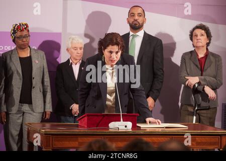 Madrid, 01/31/2020. Zeremonie zur Einweihung der Positionen des Ministeriums für Gleichstellung unter dem Vorsitz von Ministerin Irene Montero. Auf dem Bild, Amanda Meyer, Stabschef des Ministers. Foto: Guillermo Navarro. ARCHDC. Quelle: Album / Archivo ABC / Guillermo Navarro Stockfoto