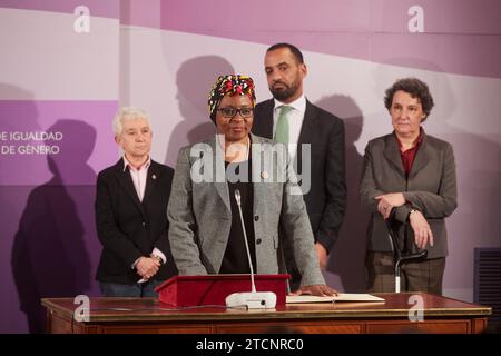 Madrid, 01/31/2020. Zeremonie zur Einweihung der Positionen des Ministeriums für Gleichstellung unter dem Vorsitz von Ministerin Irene Montero. Im Bild Rita Bosaho, Generaldirektorin für Gleichbehandlung und ethnische Vielfalt. Foto: Guillermo Navarro. ARCHDC. Quelle: Album / Archivo ABC / Guillermo Navarro Stockfoto