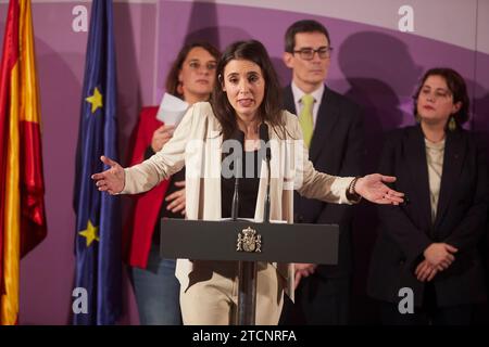 Madrid, 01/31/2020. Zeremonie zur Einweihung der Positionen des Ministeriums für Gleichstellung unter dem Vorsitz von Ministerin Irene Montero. Foto: Guillermo Navarro. ARCHDC. Quelle: Album / Archivo ABC / Guillermo Navarro Stockfoto