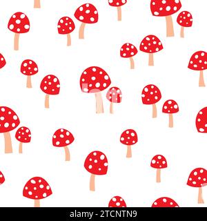 Nahtloses Pilzmuster. Vektorillustration auf weißem Hintergrund Stock Vektor