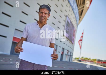 Madrid, 26.07.2022. Porträts des ehemaligen Fußballspielers Roberto Solozábar im Cívitas Metropolitano Stadion. Foto: Guillermo Navarro. ARCHDC. Quelle: Album / Archivo ABC / Guillermo Navarro Stockfoto