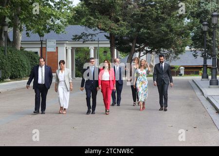 Madrid, 27.07.2022. Minister Bolaños leitet die Delegation der spanischen Regierung am Dialog- und Verhandlungstisch mit der Regierung der katalanischen Generalitat, die am Sitz des Ministeriums zusammentritt. Die Delegation der Regierung setzt sich auch aus der zweiten Vizepräsidentin und Ministerin für Arbeit und Sozialwirtschaft Yolanda Diaz, der Ministerin für Regionalpolitik und Regierungssprecherin Isabel Rodríguez und der Ministerin für Kultur und Sport Miquela Iceta zusammen. Foto: Jaime García. ARCHDC. Quelle: Album / Archivo ABC / Jaime García Stockfoto