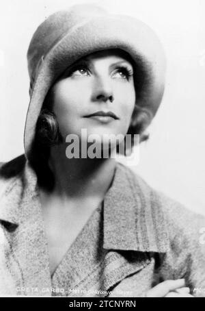 12/31/1934. Schauspielerin Greta Garbo in lachender Position. Quelle: Album/Archivo ABC Stockfoto
