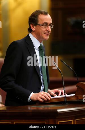 Madrid, 21. Februar 2013. Debatte über die Lage der Nation im Abgeordnetenkongress. Im Bild: Alfonso Alonso. Foto: Ignacio Gil ..... Archdc Ignacio Gil. Quelle: Album / Archivo ABC / Ignacio Gil Stockfoto