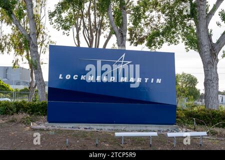 Das Lockheed Martin Ground Schild ist am Standort des Unternehmens in Sunnyvale, Kalifornien, USA, zu sehen Stockfoto