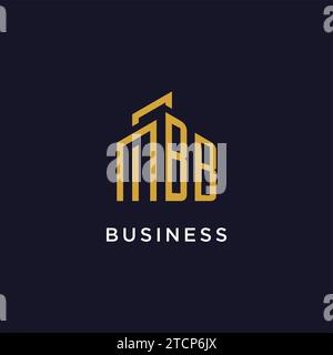 BB Initial Monogramm mit Gebäude Logo Design Vektorgrafik Stock Vektor