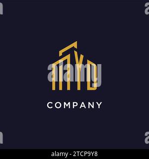 YD-Anfangsmonogramm mit Gebäudelogo-Design-Vektorgrafik Stock Vektor