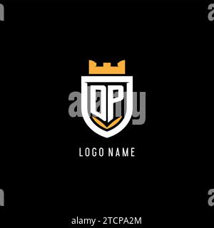 Anfängliches DP-Logo mit Schild, E-Port-Gaming-Logo im Monogramm-Stil Vektorgrafik Stock Vektor