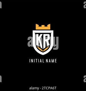 Anfängliches KR-Logo mit Schild, Esport Gaming-Logo im Monogramm-Stil Vektorgrafik Stock Vektor