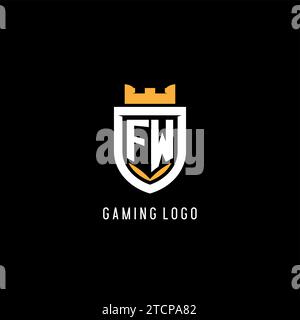 Anfängliches FW-Logo mit Schild, E-Port-Gaming-Logo im Monogramm-Stil Vektorgrafik Stock Vektor