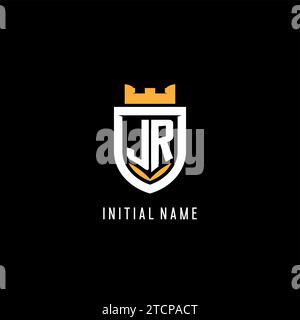 Ursprüngliches JR-Logo mit Schild, Esport-Gaming-Logo im Monogramm-Stil mit Vektorgrafik Stock Vektor