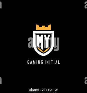 Initial MY Logo mit Schild, Esport Gaming-Logo Monogramm-Vektorgrafik Stock Vektor