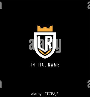 Ursprüngliches LR-Logo mit Schild, Esport Gaming-Logo im Monogramm-Stil Vektorgrafik Stock Vektor