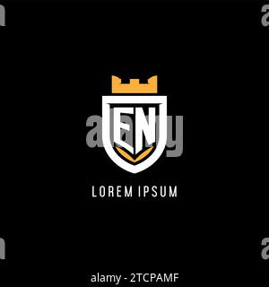 Ursprüngliches EN-Logo mit Schild, Esport Gaming-Logo im Monogramm-Stil Vektorgrafik Stock Vektor