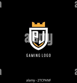 Anfängliches PJ-Logo mit Schild, Esport Gaming-Logo im Monogramm-Stil Vektorgrafik Stock Vektor