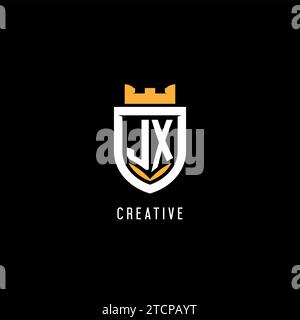 Ursprüngliches JX-Logo mit Schild, Esport-Gaming-Logo im Monogramm-Stil Vektorgrafik Stock Vektor