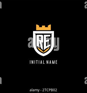 Ursprüngliches RE-Logo mit Schild, Esport-Gaming-Logo im Monogramm-Stil mit Vektorgrafik Stock Vektor