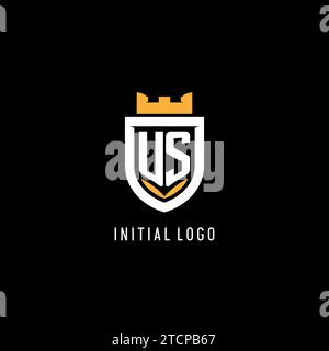 Erstes US-Logo mit Schild, Esport Gaming-Logo im Monogramm-Stil Vektorgrafik Stock Vektor