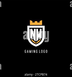 Ursprüngliches NW-Logo mit Schild, Esport-Gaming-Logo im Monogramm-Stil Vektorgrafik Stock Vektor