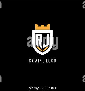 Anfängliches RJ-Logo mit Schild, Esport-Gaming-Logo im Monogramm-Stil Vektorgrafik Stock Vektor