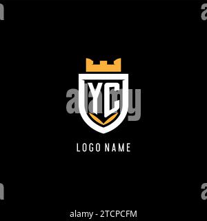 Ursprüngliches YC-Logo mit Schild, E-Port-Gaming-Logo im Monogramm-Stil Vektorgrafik Stock Vektor