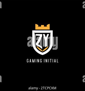 Anfängliches ZY-Logo mit Schild, E-Port-Gaming-Logo im Monogramm-Stil Vektorgrafik Stock Vektor