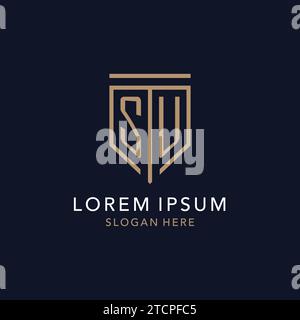 SU Initial-Logo-Monogramm mit schlichtem, luxuriösem Design Stock Vektor