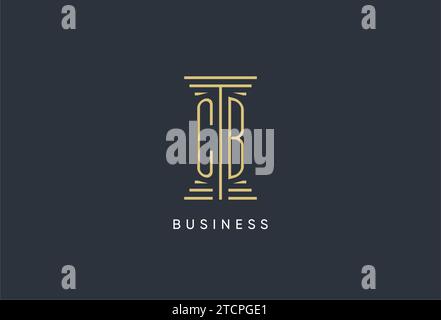 CB Initial Monogramm mit säulenförmigem Logo-Design Stock Vektor