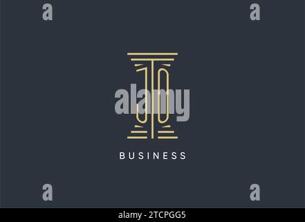JO Initial Monogramm mit säulenförmigem Logo-Design Stock Vektor